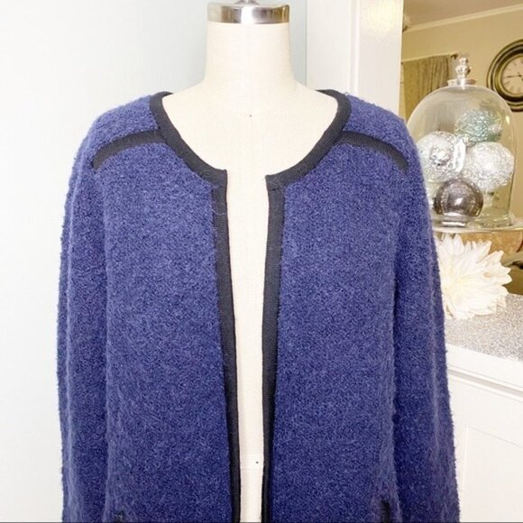 Boden Navy Blue Boucle Jacket with Contrast Trim 10 Medium - Picture 4 of 10